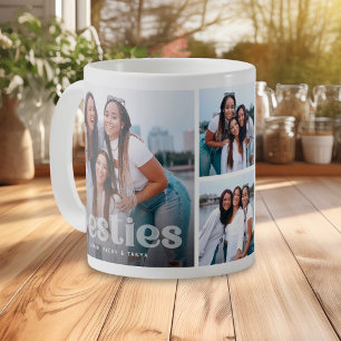 Bestie Trendy Typography 4 Photo Keepsake  Coffee Mug