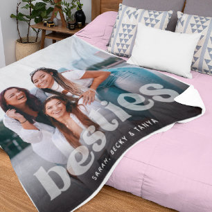 Bestie Trendy Typography Photo Keepsake Fleece Blanket