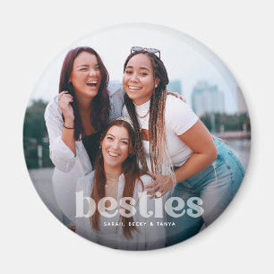 Bestie Trendy Typography Photo Keepsake Magnet
