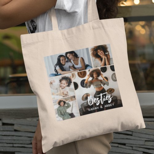 Besties 10 Photo Collage Personalized Tote Bag