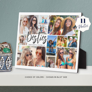 Besties 11 Photo Collage Modern Script Plaque