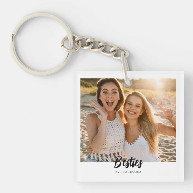 Besties 2 Photo Personalized  Keychain (Front)