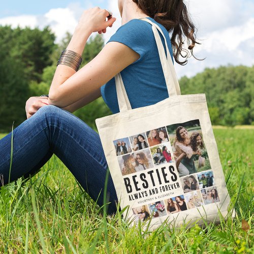 Besties Always  Forever Photo Collage Tote Bag