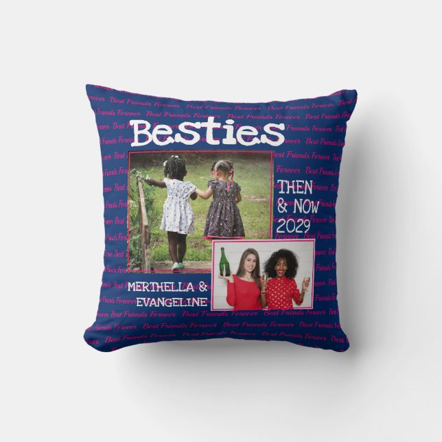 BESTIES Best Friend 2 Photo BFF Throw Pillow (Front)