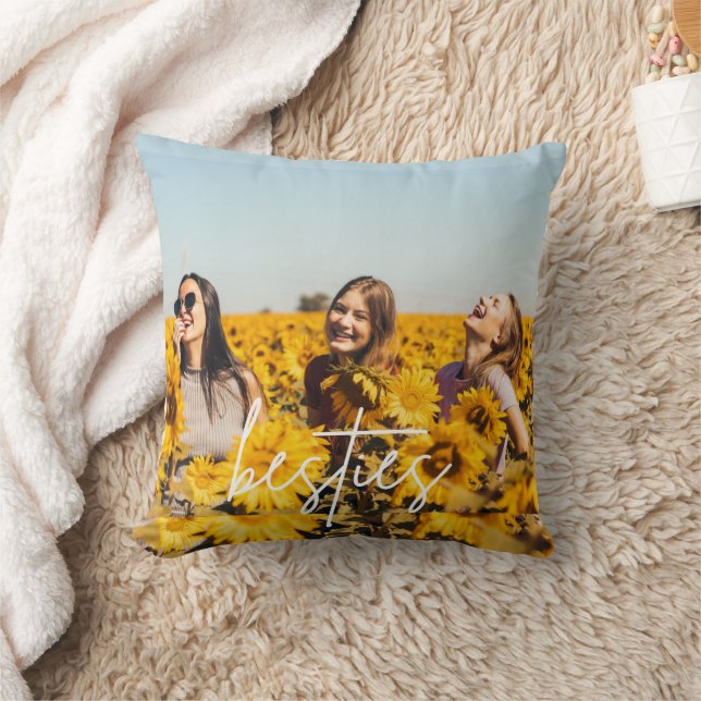 Besties Best Friend Photo Friendship  Throw Pillow (Blanket)