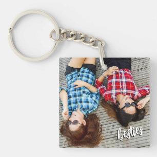 Besties Best Friend Script Photo Keychain