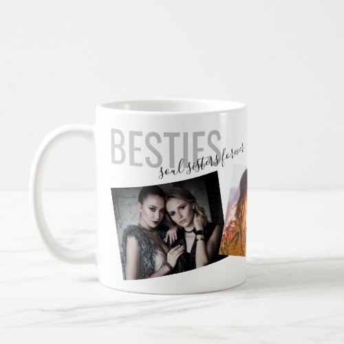 Besties Best Friends 3 Photo Modern Custom Coffee Mug