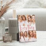 Besties | Best Friends 4 Photo Collage Plaque<br><div class="desc">Commemorate a friendship with this beautiful photo collage plaque featuring 4 favorite photos,  with “besties” in the center in blush pink brush script lettering.</div>