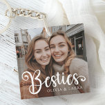 Besties best friends custom names photo keychain<br><div class="desc">Keychain featuring your custom photo and the text "Besties" with custom names below.</div>