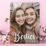 Besties best friends custom names photo plaque<br><div class="desc">Plaque featuring your custom photo and the text "Besties" with custom names below.</div>