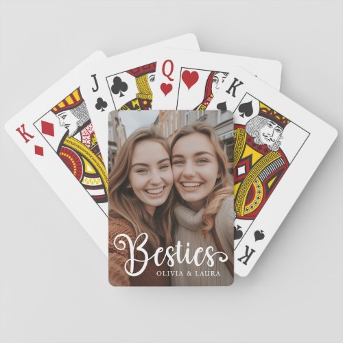 Besties best friends custom names photo playing cards