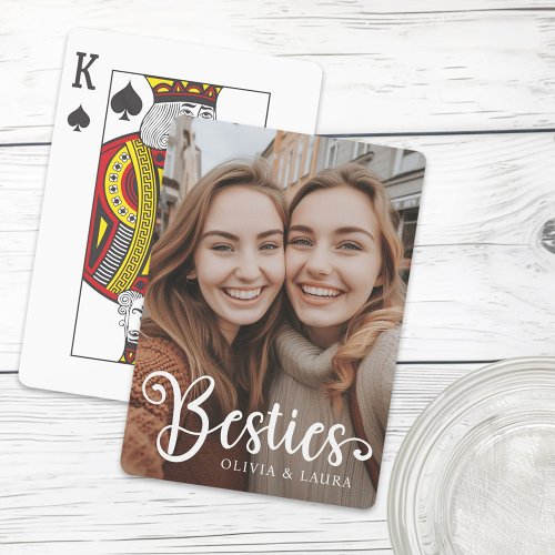 Besties best friends custom names photo poker cards
