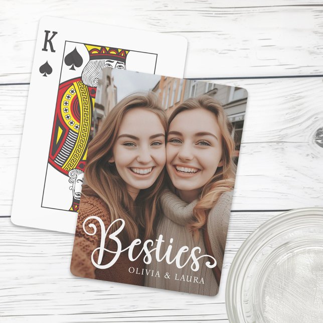 Besties best friends custom names photo poker cards (Besties best friends custom names photo playing cards)