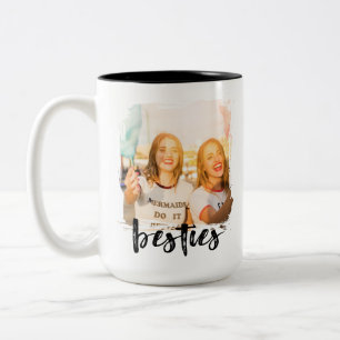 Besties Best Friends Custom Photo Two-Tone Coffee Mug