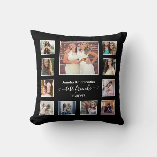 Besties Best Friends Forever 11 Photo Collage   Throw Pillow