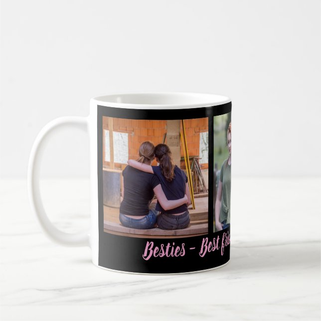 Besties Best Friends Forever 3 Photo Collage Coffee Mug (Left)