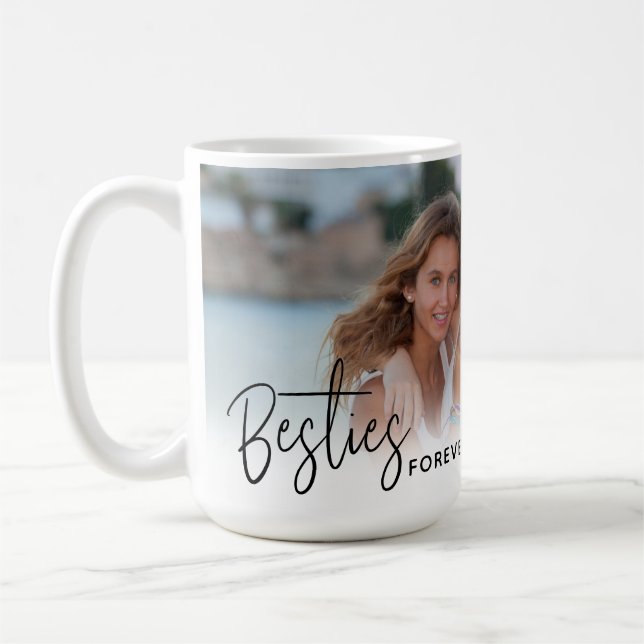 Besties Best Friends Forever Horizontal Photo Coffee Mug (Left)