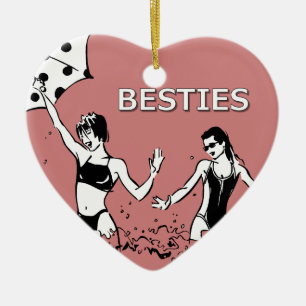 Besties Best Friends on the Beach Ceramic Ornament