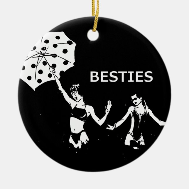 Besties Best Friends on the Beach Ceramic Ornament (Front)