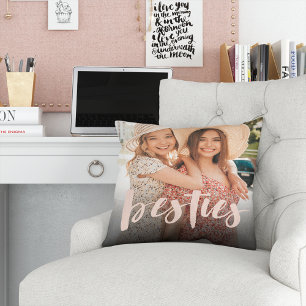 Besties Best Friends Overlay Photo Throw Pillow