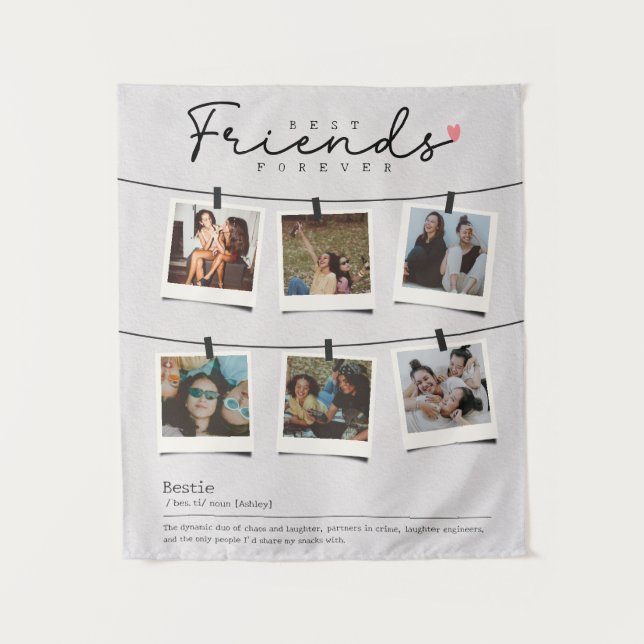 Besties Best Friends Personalized Gift Photo Tapestry (Front)