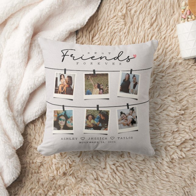 Besties Best Friends Personalized Gift Photo Throw Pillow (Blanket)