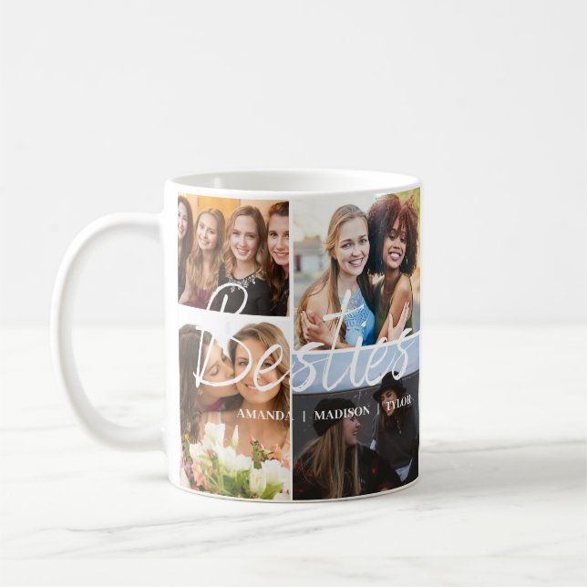 Besties | Best Friends Personalized Names Photo Coffee Mug (Left)