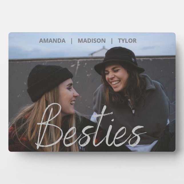 Besties | Best Friends Personalized Names Photo Plaque (Front)
