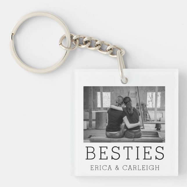 Besties Best Friends Photo Custom Keychain (Front)