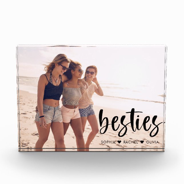 Besties Best Friends script font modern Photo Block (Front)