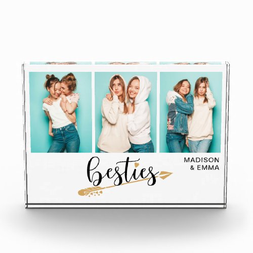 Besties Best Friends Three Photo Personalized Name Acrylic Award