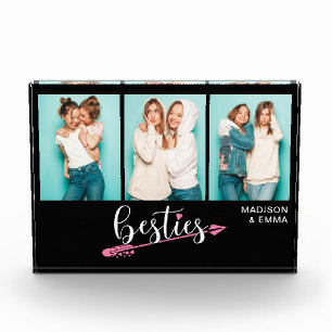 Besties Best Friends Three Photo Personalized Name Acrylic Award