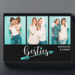 Besties Best Friends Three Photo Personalized Name Plaque<br><div class="desc">This modern design features three of your favorite photos with the text "besties" in fun typography with your personalized names. Personalized by editing the text in the text boxes provided. #photo #photogifts #gifts #gift #giftsforher #girly #bffs #bestfriends #bffgifts #birthdaygifts #holidaygifts #personalizedgifts #name #personalized</div>