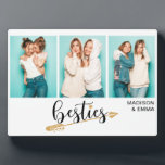 Besties Best Friends Three Photo Personalized Name Plaque<br><div class="desc">This modern design features three of your favorite photos with the text "besties" in fun typography with your personalized names. Personalized by editing the text in the text boxes provided. #photo #photogifts #gifts #gift #giftsforher #girly #bffs #bestfriends #bffgifts #birthdaygifts #holidaygifts #personalizedgifts #name #personalized</div>