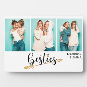 Besties Best Friends Three Photo Personalized Name Plaque
