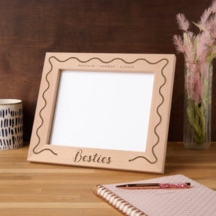 Besties Best Friends Wavy Border Laser Engraved Frames