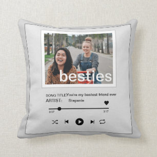 Besties bestfriend music player funny photo throw pillow