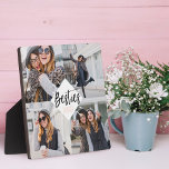 Besties BFF | Best Friends Forever Photo Collage Plaque<br><div class="desc">A special and memorable photo collage gift for best friends. The design features a four photo grid collage layout to display four of your own special best friends photos. "Besties" is designed in a stylish white brush script modern calligraphy with "BFF" displayed in a modern typographic design. Send a memorable...</div>