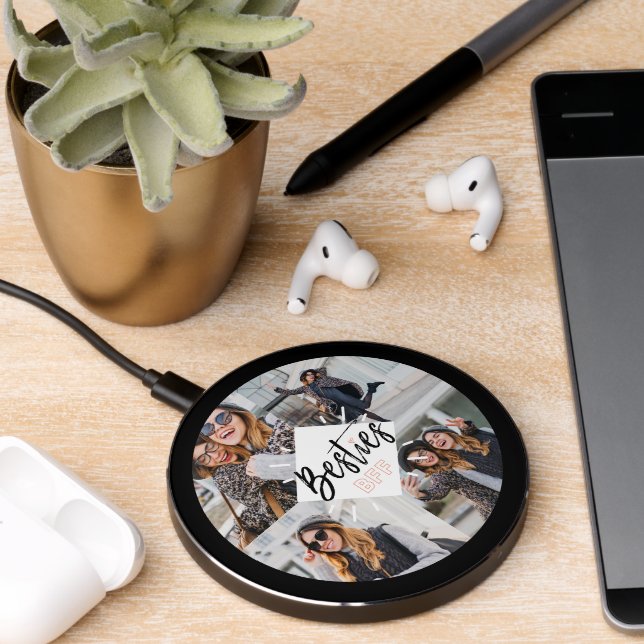 Besties BFF | Best Friends Forever Photo Collage Wireless Charger (Desk 2)