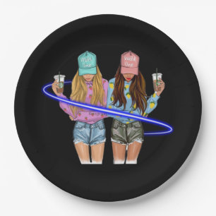 Besties BFF Heart Best Friends Bestie  Paper Plates