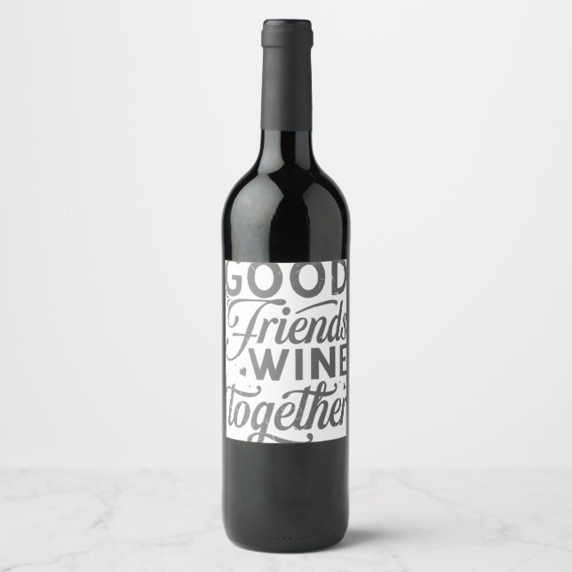 Besties BFF Heart Best Friends Bestie  Wine Label (Front)