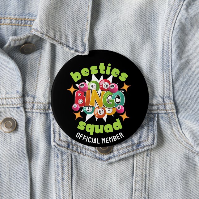BESTIES BINGO SQUAD Custom Name Bachelorette Button (In Situ)