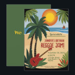 Bestie's Birthday Reggae Jam Personalized Invitation<br><div class="desc">Invite your friends to a Reggae Jammin' Birthday with this vibrant and lively design featuring a tropical beach scene  All the text is customizable and also the background colors</div>