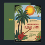 Bestie's Birthday Reggae Jam Personalized Invitation<br><div class="desc">Invite your friends to a Reggae Jammin' Birthday with this vibrant and lively design featuring a tropical beach scene  All the text is customizable and also the background colors</div>