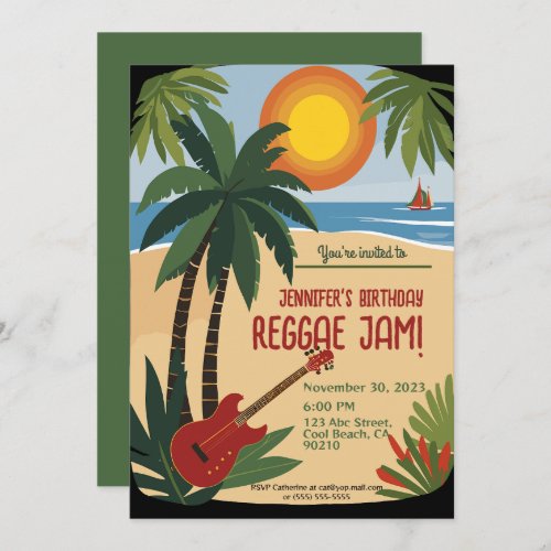 Besties Birthday Reggae Jam Personalized Invitation