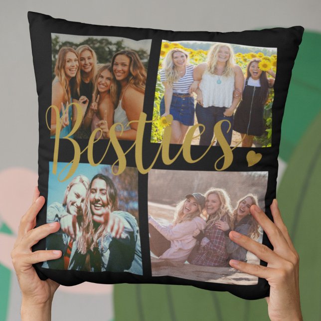 Besties Black Gold Throw Pillow (Creator Uploaded)