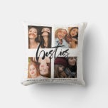 Besties Black Photo Collage Best Friends Throw Pillow at Zazzle