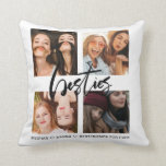 Besties black photo collage best friends throw pillow<br><div class="desc">Gift ideas for your bestfriend. A photo collage on a black dotted pillow.</div>