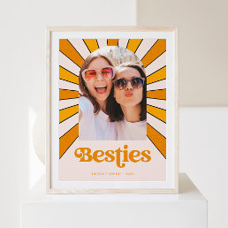 Besties | Boho Retro Sun and Photo Best Friends Poster