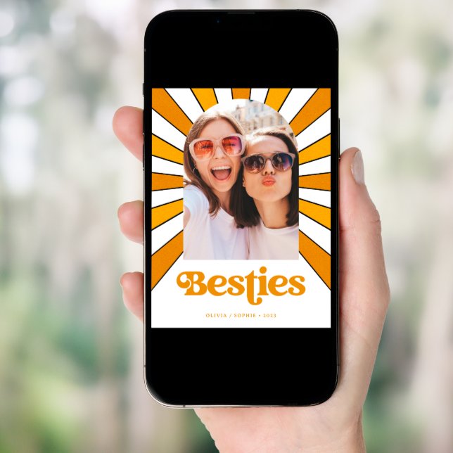 Besties | Boho Retro Sun and Photo Best Friends Poster (Front Digital)